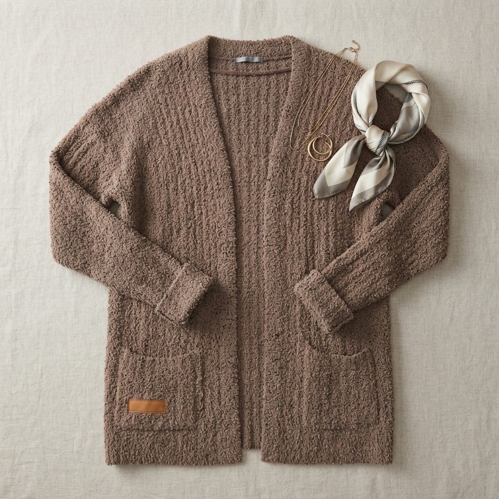 Simply Southern Cardigan Women S Brown Popcorn Knit Open Front Cozy Loungewear